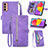 Custodia Portafoglio In Pelle Cover con Supporto S05D per Samsung Galaxy M13 4G Viola