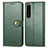 Custodia Portafoglio In Pelle Cover con Supporto S05D per Sony Xperia 1 III Verde