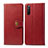 Custodia Portafoglio In Pelle Cover con Supporto S05D per Sony Xperia 10 III Lite Rosso