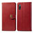 Custodia Portafoglio In Pelle Cover con Supporto S05D per Sony Xperia Ace II Rosso