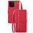 Custodia Portafoglio In Pelle Cover con Supporto S06D per Huawei Honor X8b Rosso