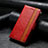 Custodia Portafoglio In Pelle Cover con Supporto S06D per Samsung Galaxy F13 4G Rosso