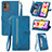 Custodia Portafoglio In Pelle Cover con Supporto S06D per Samsung Galaxy M13 5G Blu