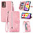 Custodia Portafoglio In Pelle Cover con Supporto S06D per Samsung Galaxy M13 5G Rosa