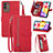 Custodia Portafoglio In Pelle Cover con Supporto S06D per Samsung Galaxy M13 5G Rosso