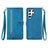 Custodia Portafoglio In Pelle Cover con Supporto S06D per Samsung Galaxy S22 Ultra 5G Blu
