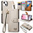 Custodia Portafoglio In Pelle Cover con Supporto S07D per Apple iPhone 13 Grigio