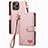 Custodia Portafoglio In Pelle Cover con Supporto S07D per Apple iPhone 13 Pro Rosa