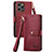 Custodia Portafoglio In Pelle Cover con Supporto S07D per Apple iPhone 13 Pro Rosso