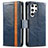 Custodia Portafoglio In Pelle Cover con Supporto S10D per Samsung Galaxy S21 Ultra 5G Blu