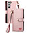 Custodia Portafoglio In Pelle Cover con Supporto S15D per Samsung Galaxy S23 Plus 5G Rosa