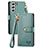 Custodia Portafoglio In Pelle Cover con Supporto S15D per Samsung Galaxy S23 Plus 5G Verde