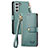 Custodia Portafoglio In Pelle Cover con Supporto S16D per Samsung Galaxy S25 Plus 5G Verde