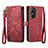Custodia Portafoglio In Pelle Cover con Supporto S17D per Asus Zenfone 9 Rosso