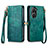 Custodia Portafoglio In Pelle Cover con Supporto S17D per Asus Zenfone 9 Verde