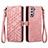 Custodia Portafoglio In Pelle Cover con Supporto S17D per Samsung Galaxy S21 FE 5G Rosa