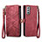 Custodia Portafoglio In Pelle Cover con Supporto S17D per Samsung Galaxy S21 FE 5G Rosso