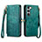 Custodia Portafoglio In Pelle Cover con Supporto S17D per Samsung Galaxy S22 5G Verde