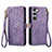 Custodia Portafoglio In Pelle Cover con Supporto S17D per Samsung Galaxy S22 Plus 5G Viola
