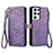 Custodia Portafoglio In Pelle Cover con Supporto S17D per Samsung Galaxy S22 Ultra 5G Viola