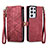 Custodia Portafoglio In Pelle Cover con Supporto S17D per Samsung Galaxy S23 Ultra 5G Rosso