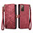 Custodia Portafoglio In Pelle Cover con Supporto S18D per Samsung Galaxy S20 FE 5G Rosso