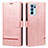 Custodia Portafoglio In Pelle Cover con Supporto SY1 per Oppo Reno6 Pro 5G India Rosa