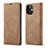 Custodia Portafoglio In Pelle Cover con Supporto T01 per Apple iPhone 12 Mini Marrone Chiaro