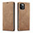 Custodia Portafoglio In Pelle Cover con Supporto T01 per Apple iPhone 12 Pro Marrone Chiaro