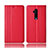 Custodia Portafoglio In Pelle Cover con Supporto T01 per OnePlus 7T Pro Rosso