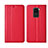 Custodia Portafoglio In Pelle Cover con Supporto T01 per Xiaomi Redmi 10X 4G Rosso