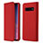 Custodia Portafoglio In Pelle Cover con Supporto T03 per Samsung Galaxy S10 Plus Rosso