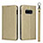 Custodia Portafoglio In Pelle Cover con Supporto T04 per Samsung Galaxy S10e Oro