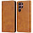 Custodia Portafoglio In Pelle Cover con Supporto T04D per Samsung Galaxy S21 Ultra 5G Marrone Chiaro