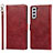 Custodia Portafoglio In Pelle Cover con Supporto T04D per Samsung Galaxy S22 5G Rosso