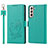Custodia Portafoglio In Pelle Cover con Supporto T05D per Samsung Galaxy S21 Plus 5G Verde