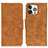 Custodia Portafoglio In Pelle Cover con Supporto T06 per Apple iPhone 13 Pro Max Arancione