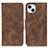 Custodia Portafoglio In Pelle Cover con Supporto T06 per Apple iPhone 14 Marrone