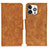 Custodia Portafoglio In Pelle Cover con Supporto T06 per Apple iPhone 14 Pro Max Arancione