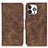 Custodia Portafoglio In Pelle Cover con Supporto T06 per Apple iPhone 14 Pro Max Marrone