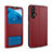 Custodia Portafoglio In Pelle Cover con Supporto T07 per Huawei Honor 20S Rosso