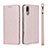 Custodia Portafoglio In Pelle Cover con Supporto T07 per Huawei P20 Oro Rosa