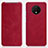 Custodia Portafoglio In Pelle Cover con Supporto T07 per OnePlus 7T Rosso