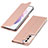 Custodia Portafoglio In Pelle Cover con Supporto T07D per Samsung Galaxy S22 5G Oro Rosa