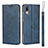 Custodia Portafoglio In Pelle Cover con Supporto T08 per Huawei P20 Blu