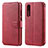 Custodia Portafoglio In Pelle Cover con Supporto T08 per Huawei P30 Rosso