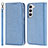 Custodia Portafoglio In Pelle Cover con Supporto T08D per Samsung Galaxy S21 5G Blu