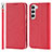 Custodia Portafoglio In Pelle Cover con Supporto T08D per Samsung Galaxy S21 5G Rosso