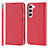 Custodia Portafoglio In Pelle Cover con Supporto T08D per Samsung Galaxy S22 5G Rosso