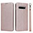 Custodia Portafoglio In Pelle Cover con Supporto T09 per Samsung Galaxy S10 Plus Oro Rosa